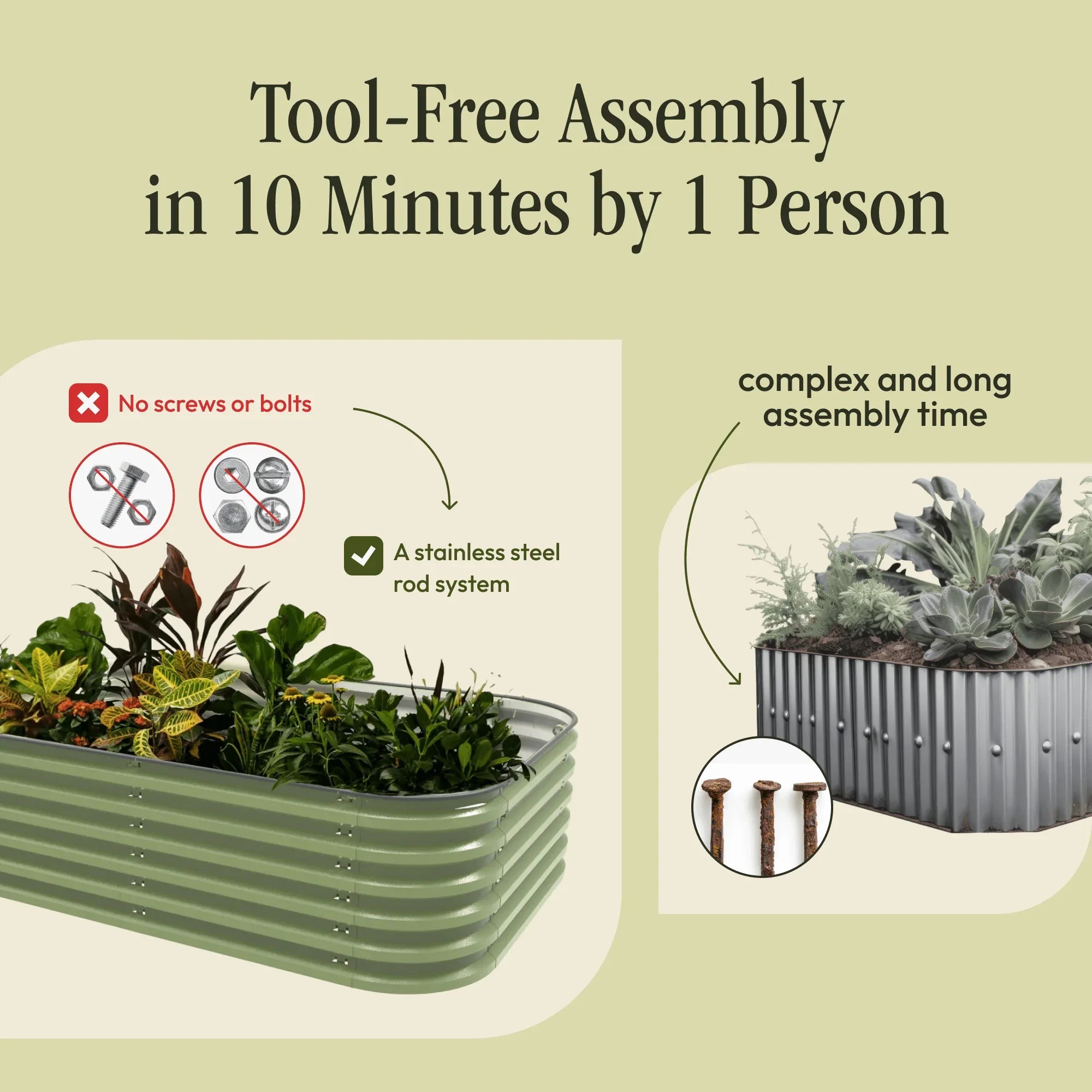 Gro-Rite "No Tools Needed" Premium Metal Raised Garden Bed Kit - Dealsoffers1.com