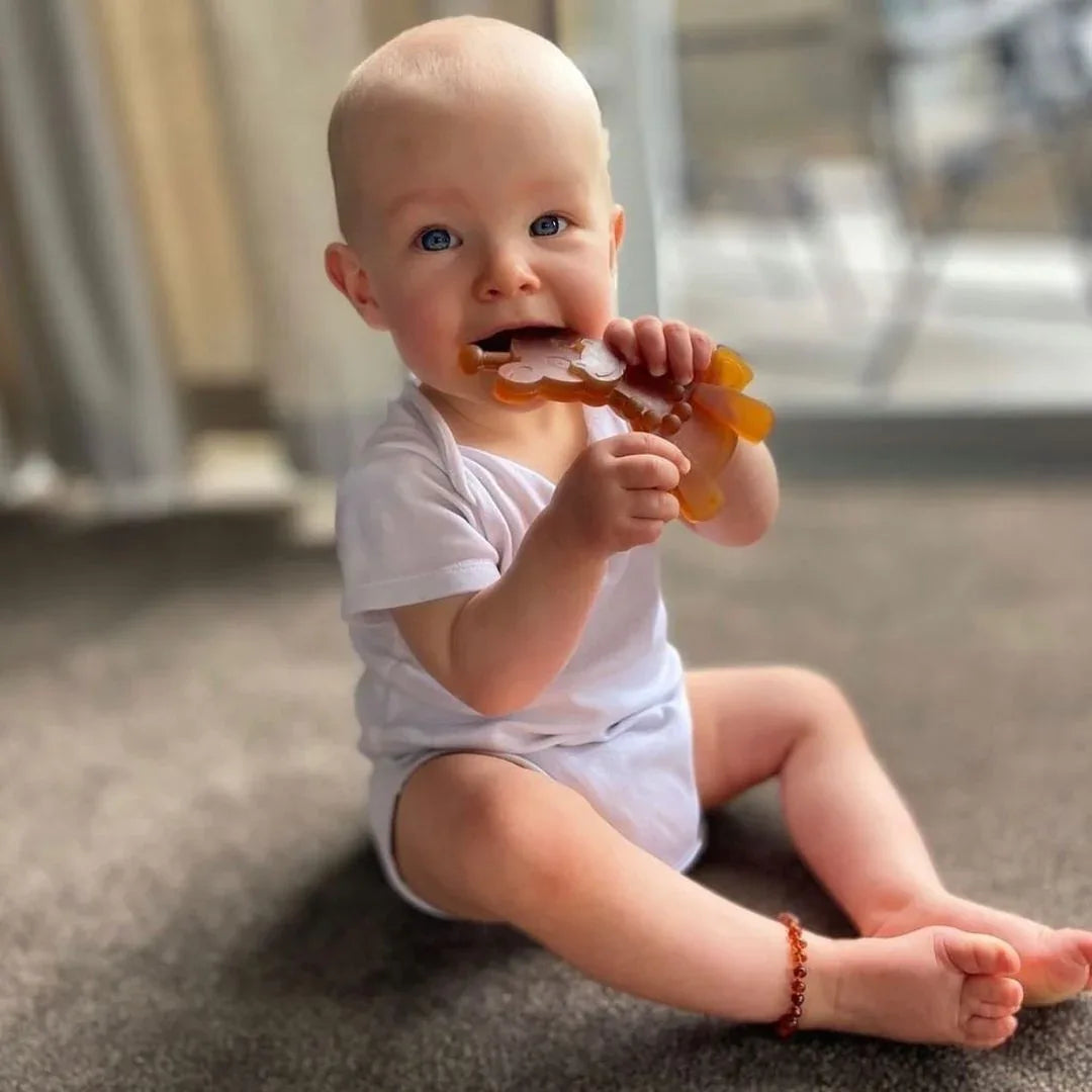 The Little Bamber - Natural Rubber & Baltic Amber Teething Toy - Dealsoffers1.com