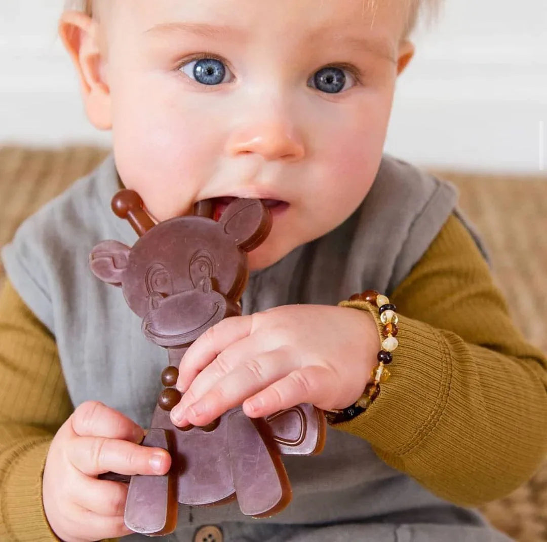 The Little Bamber - Natural Rubber & Baltic Amber Teething Toy - Dealsoffers1.com