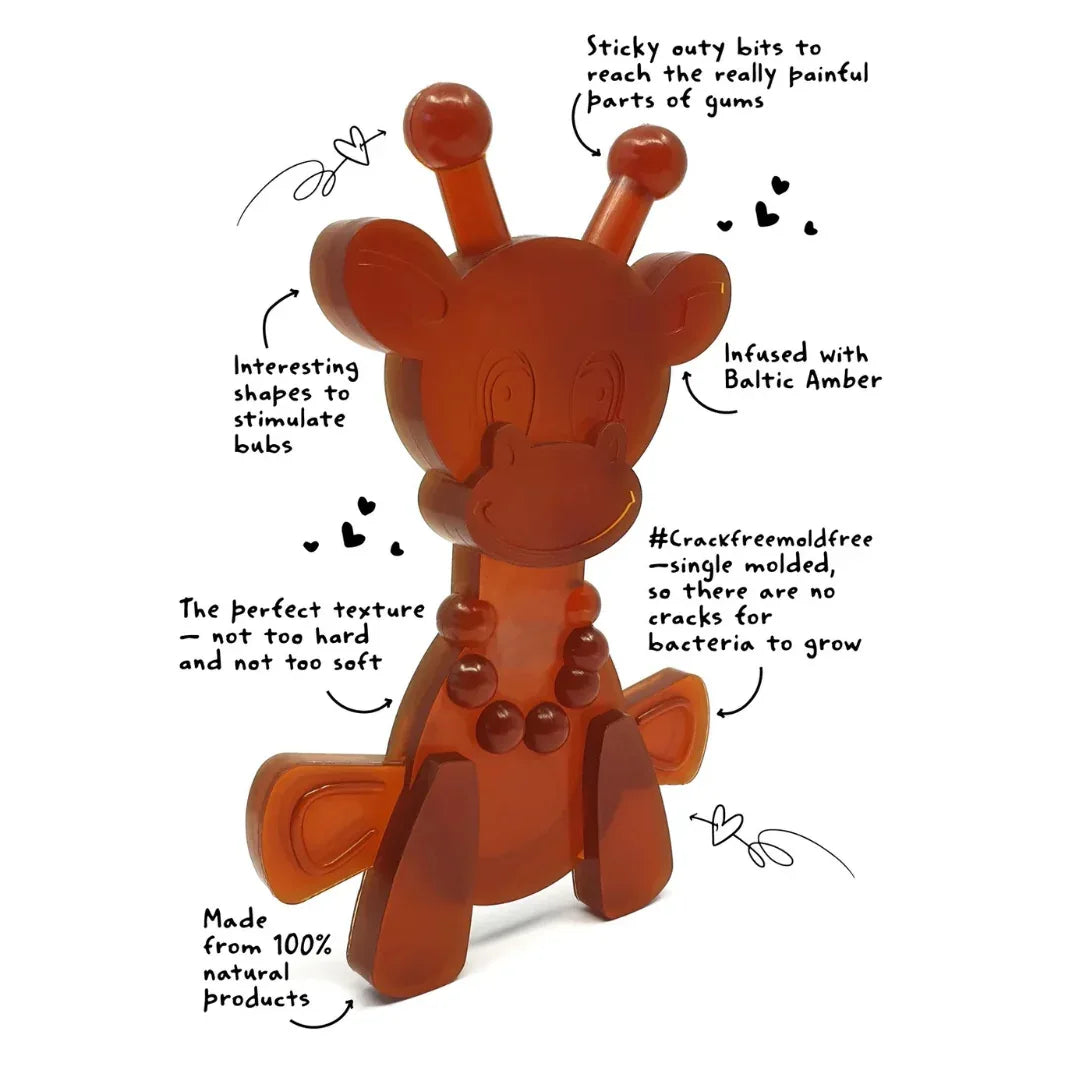 The Little Bamber - Natural Rubber & Baltic Amber Teething Toy - Dealsoffers1.com