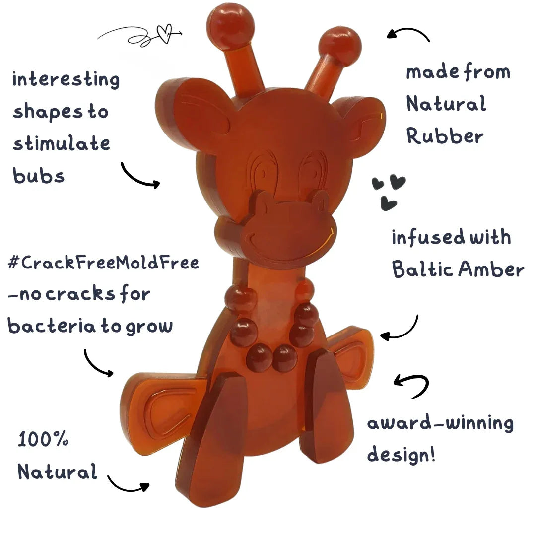 The Little Bamber - Natural Rubber & Baltic Amber Teething Toy - Dealsoffers1.com