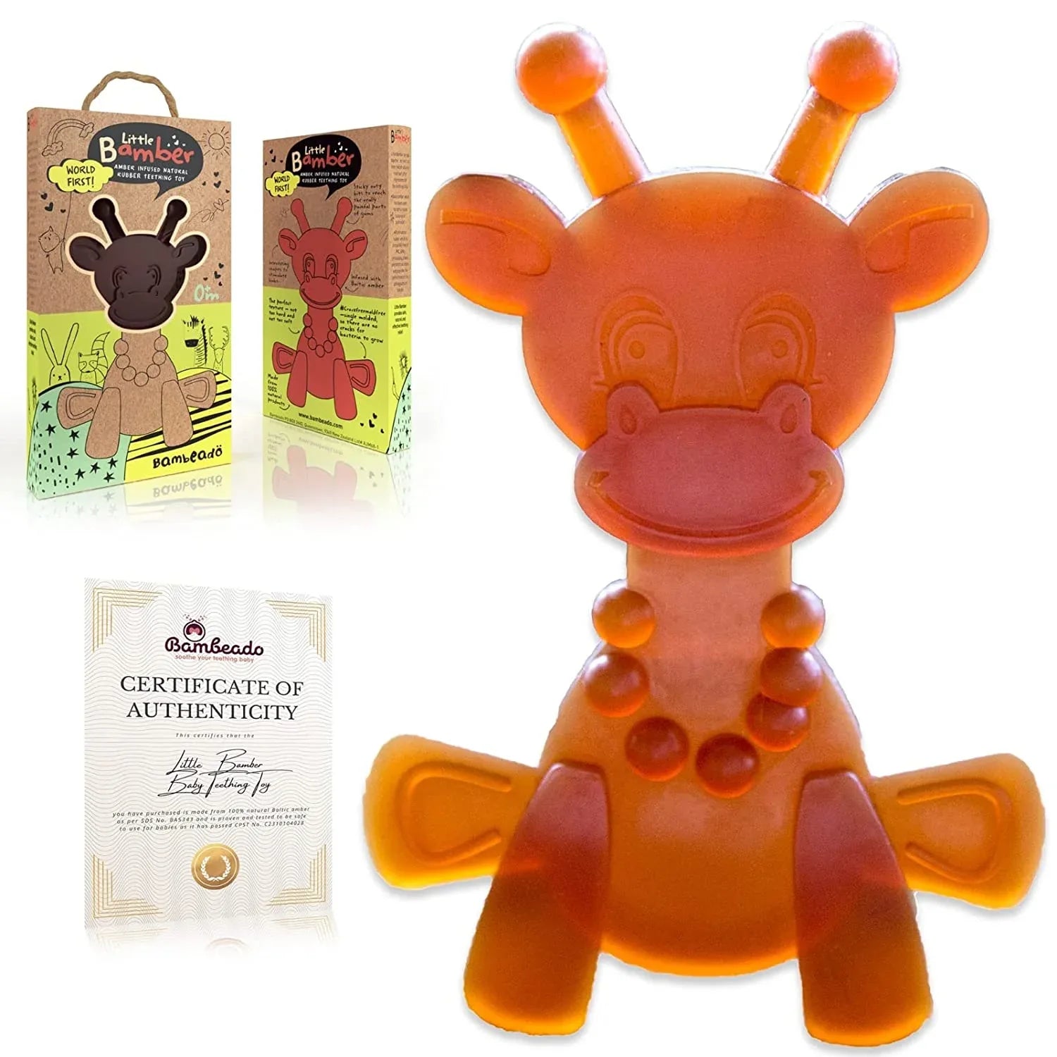 The Little Bamber - Natural Rubber & Baltic Amber Teething Toy - Dealsoffers1.com