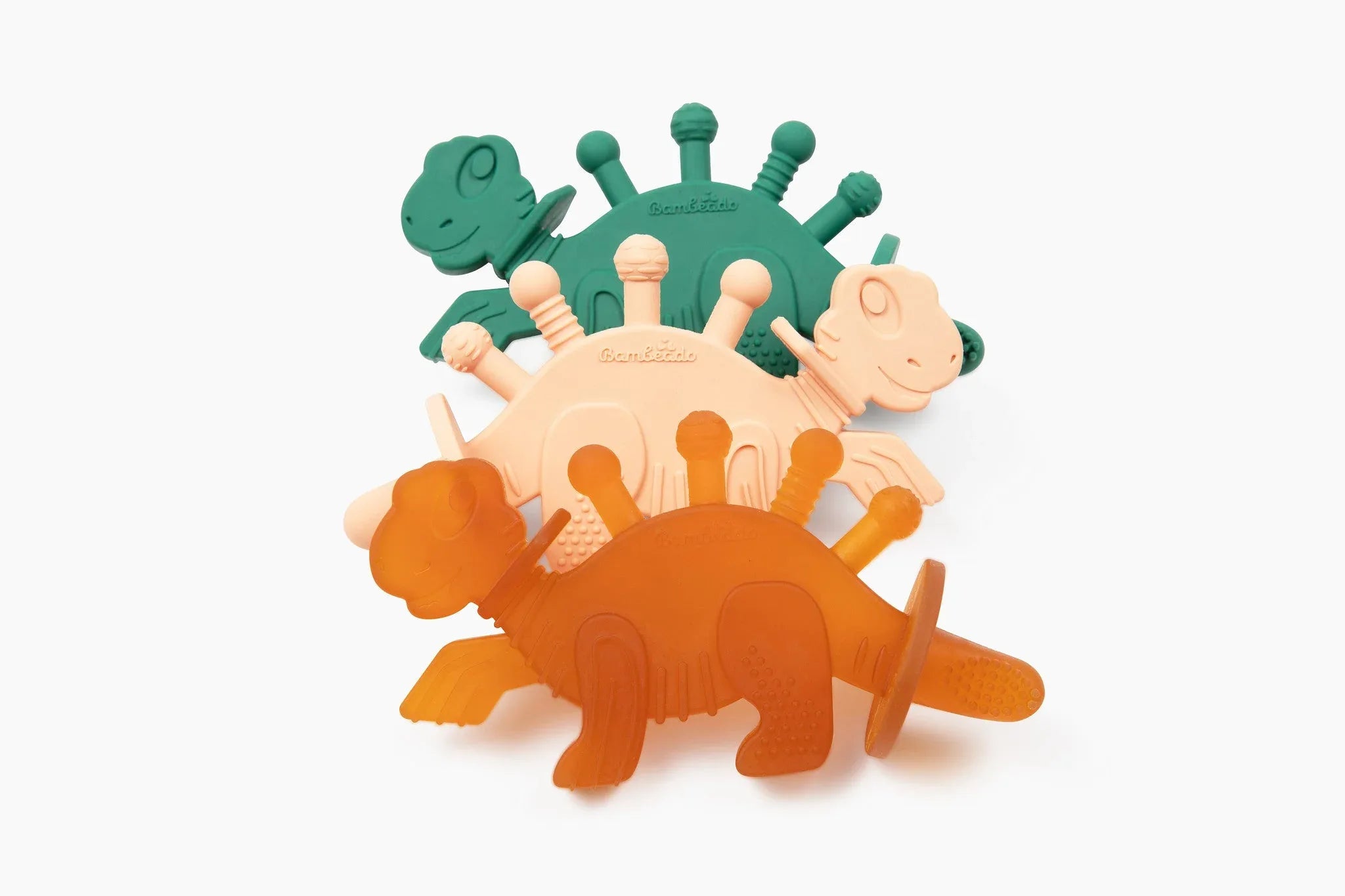 Dibly Amber - Baltic Amber & Natural Rubber Dinosaur Teether with Toothbrush Tail - Dealsoffers1.com