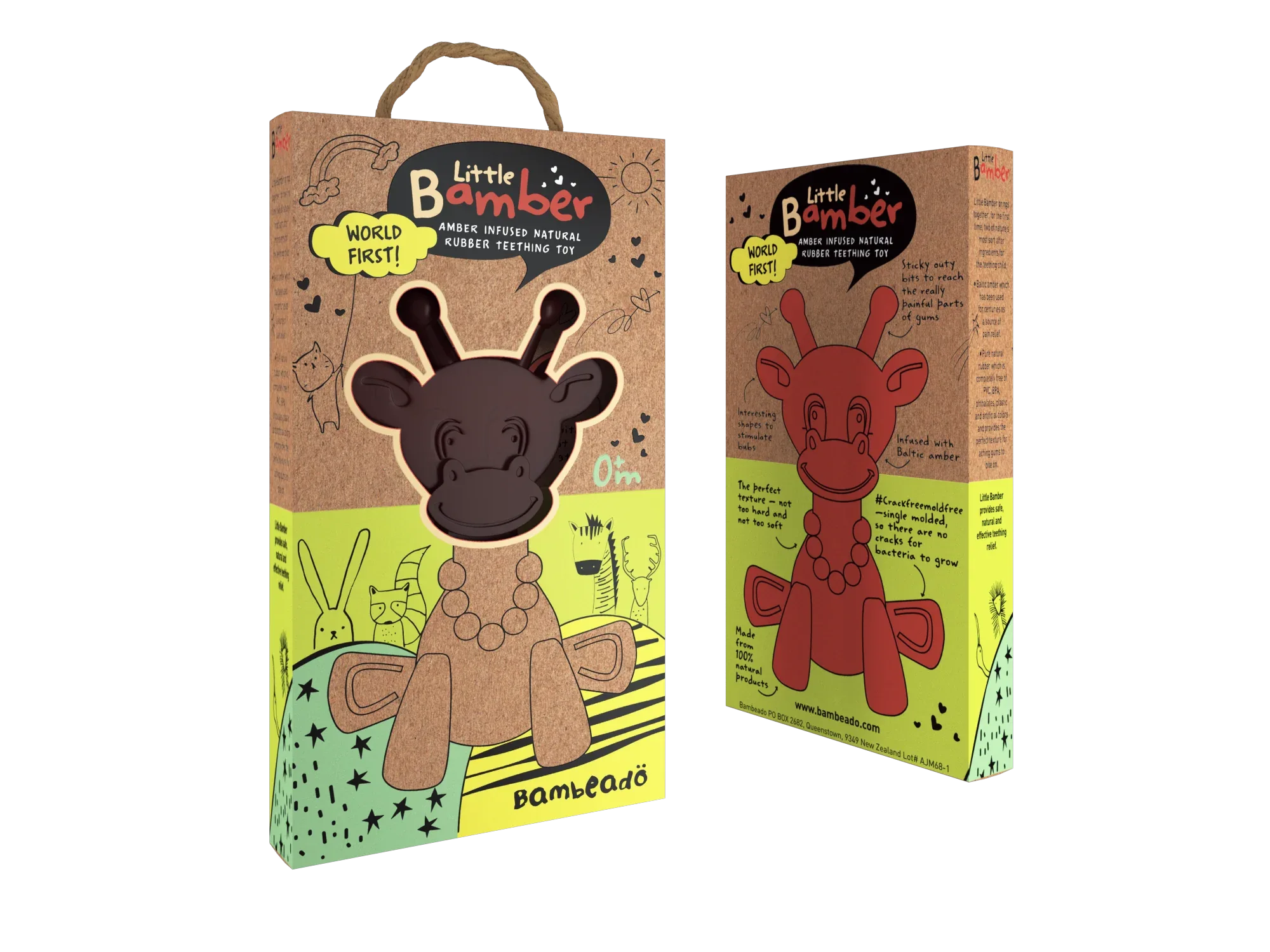 The Little Bamber - Natural Rubber & Baltic Amber Teething Toy - Dealsoffers1.com
