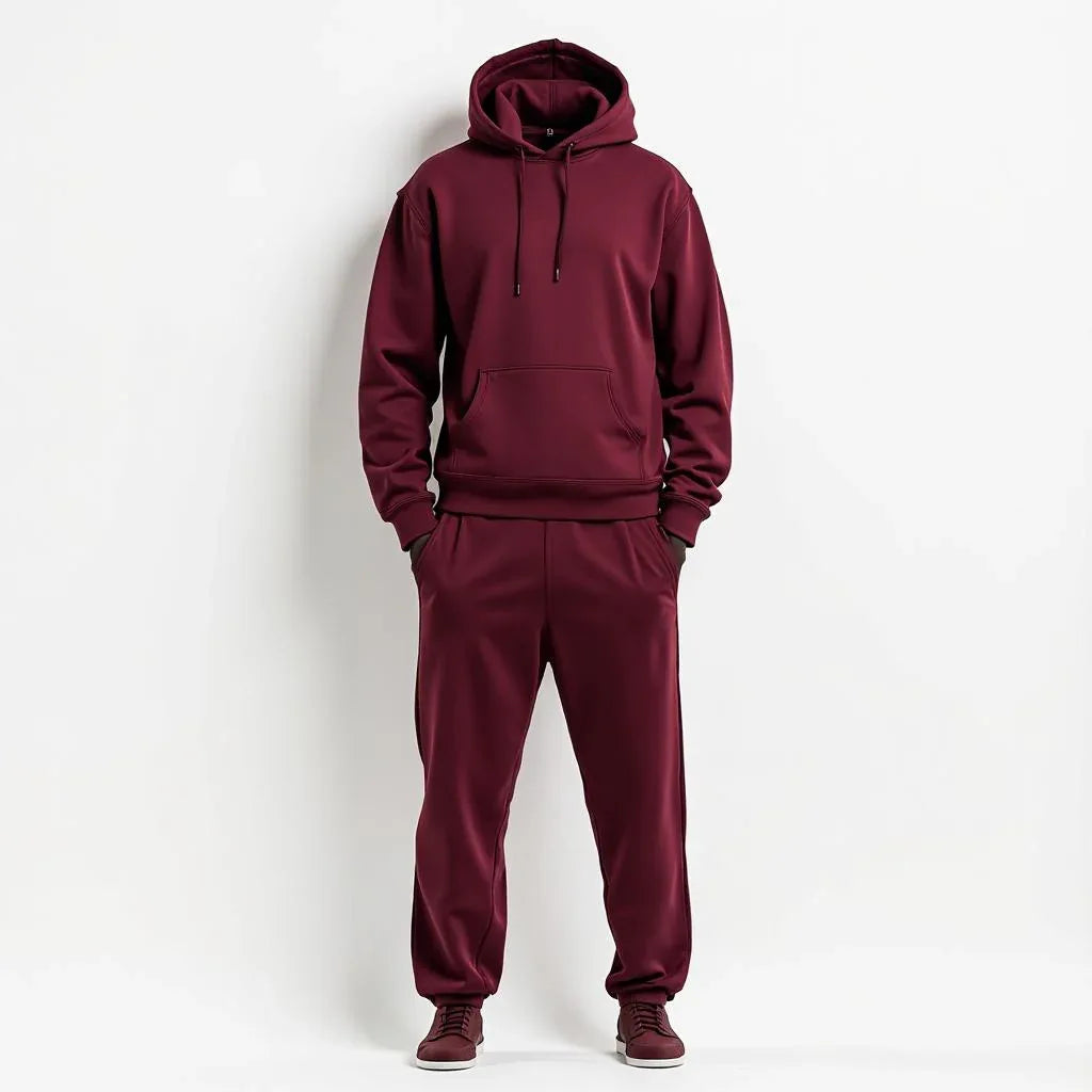 Burgundy Sweatsuit Set — Premium Hoodie & Joggers - Dealsoffers1.com